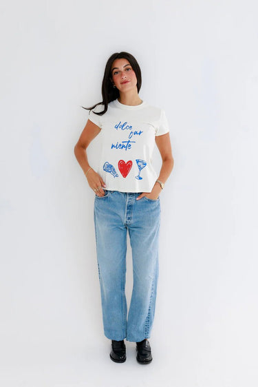 Sunny Somewhere Dolce Far Niente Femme Crew in Off White