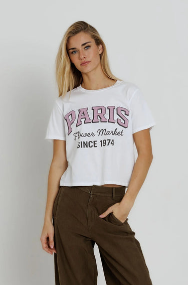 Sunny Somewhere Paris Flower Market Tee in White