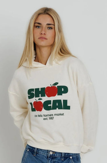 Sunny Somewhere Shop Local Classic Hoodie in Off White
