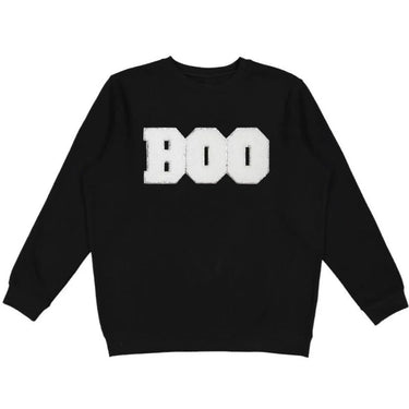 Sweet Wink Boo Patch Halloween Adult Sweatshirt in Black - Estilo Boutique