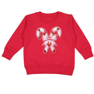 Sweet Wink Candy Cane Patch Christmas Sweatshirt in Red - Estilo Boutique
