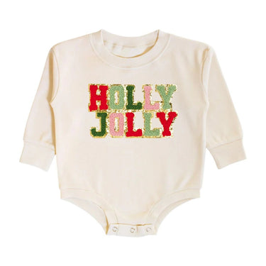 Sweet Wink Holly Jolly Patch Onesie in Natural - Estilo Boutique