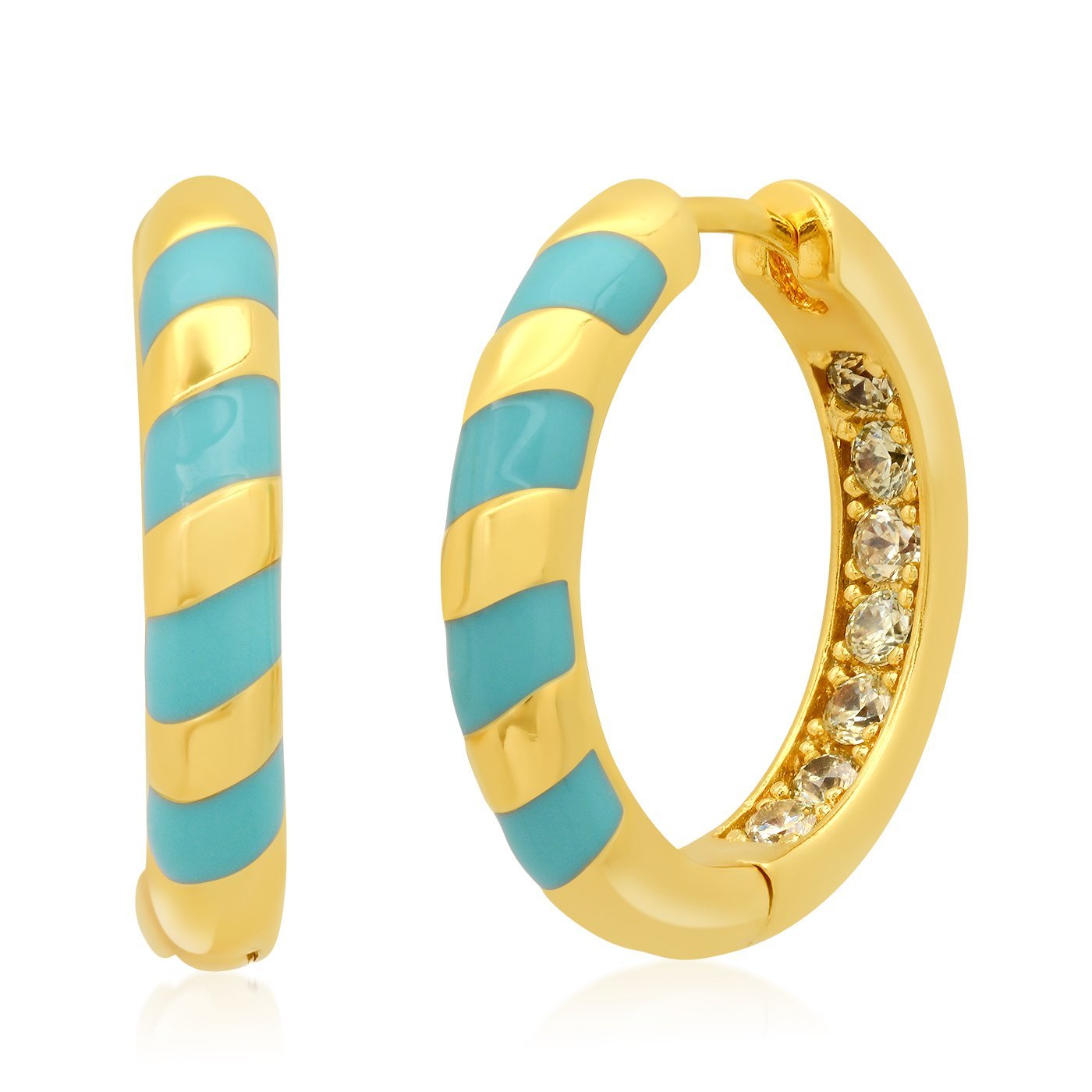 Tai Jewelry Gold Huggies with Enamel Accent - Estilo Boutique