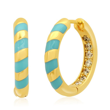 Tai Jewelry Gold Huggies with Enamel Accent - Estilo Boutique