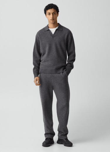 Theory Polo Sweater in Dark Grey Melange