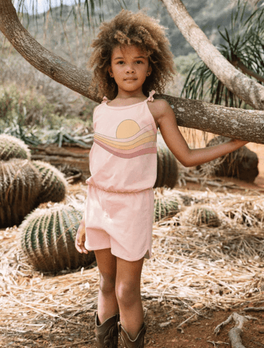 Tiny Whales Golden Era Romper in Faded Pink - Estilo Boutique