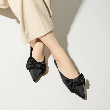 Yosi Samra Clara Bow Slide in Black Satin