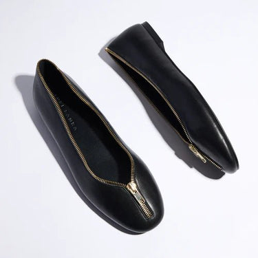 Yosi Samra Ziva Flat in Black Leather