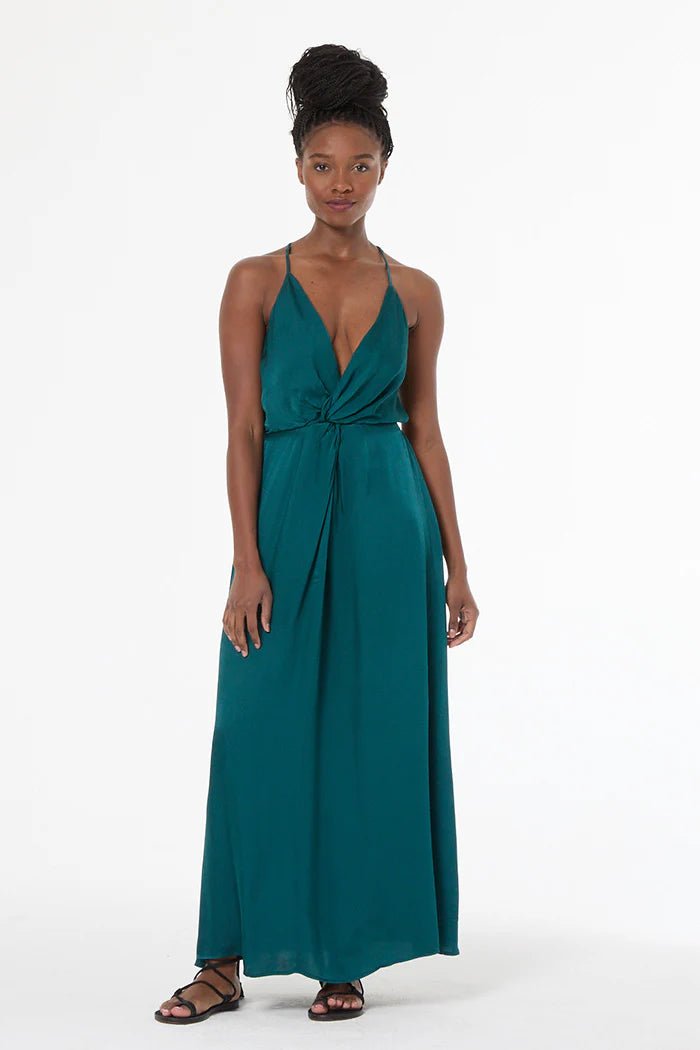 hammered satin dress Apple Green Hammered Satin Tie Front Lace Cutwork Maxi Dress