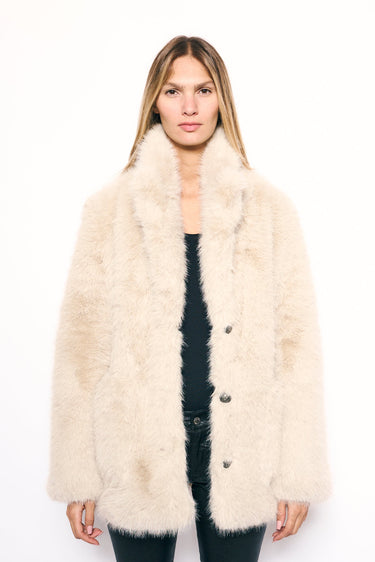 Zadig & Voltaire Fleur Faux Fur Coat in Ecru