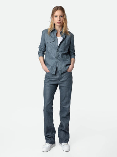 Zadig & Voltaire Thelma Leather Shirt in Light Blue - Estilo Boutique
