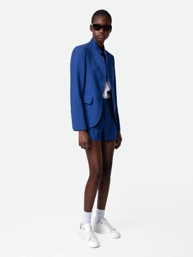 Zadig & Voltaire Very Linen Blazer in Deep Sea - Estilo Boutique