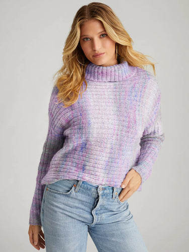 525 America Lizzie Space Dye Rib Turtleneck in Purple Rose Multi - Estilo Boutique