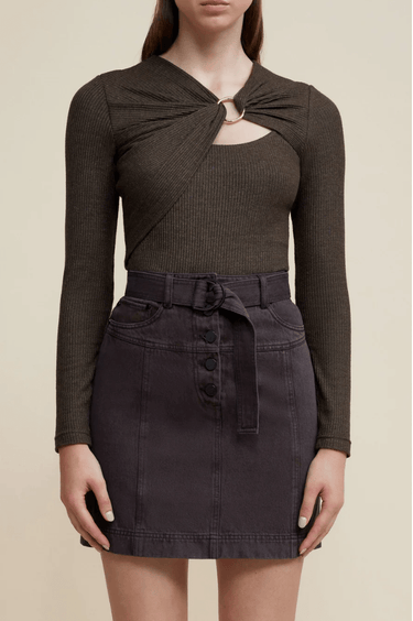 Acler Hawkin Skirt in Dark Mocha - Estilo Boutique