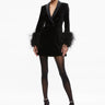 Alice + Olivia Latoya Feather Cuff Blazer Mini Dress in Black - Estilo Boutique