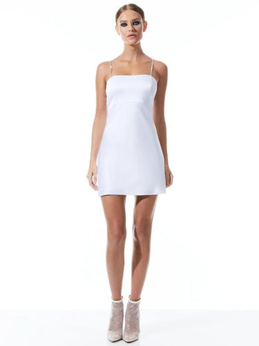 Alice + Olivia Sutton Crystal Strap Mini Dress in White - Estilo Boutique