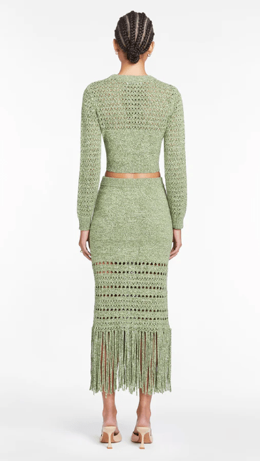 Amanda Uprichard Jayla Knit Skirt in Green/Ivory - Estilo Boutique
