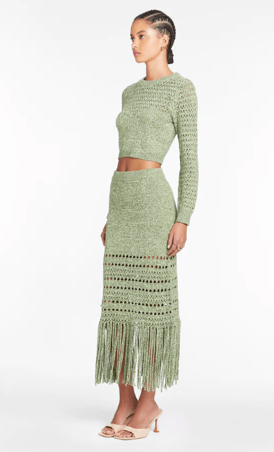 Amanda Uprichard Jayla Knit Top in Green/Ivory - Estilo Boutique