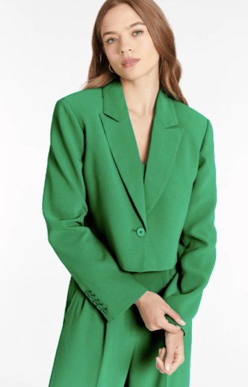 Amanda Uprichard Reggie Crop Blazer in Jungle - Estilo Boutique