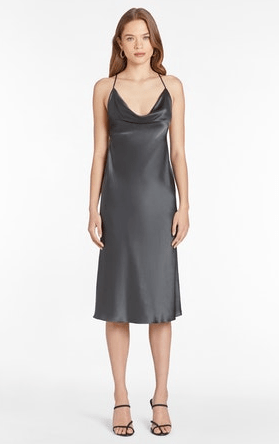 Amanda Uprichard Tayce SIlk Dress in Zinc - Estilo Boutique