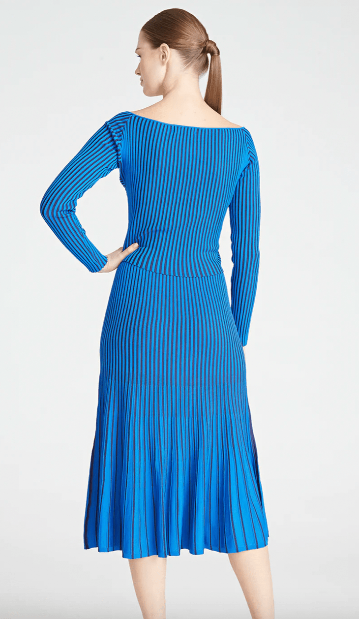 Amur Jena Knit Skirt in Navy/Canal Blue - Estilo Boutique