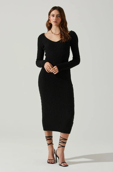 ASTR Regina Sweater Dress in Black - Estilo Boutique