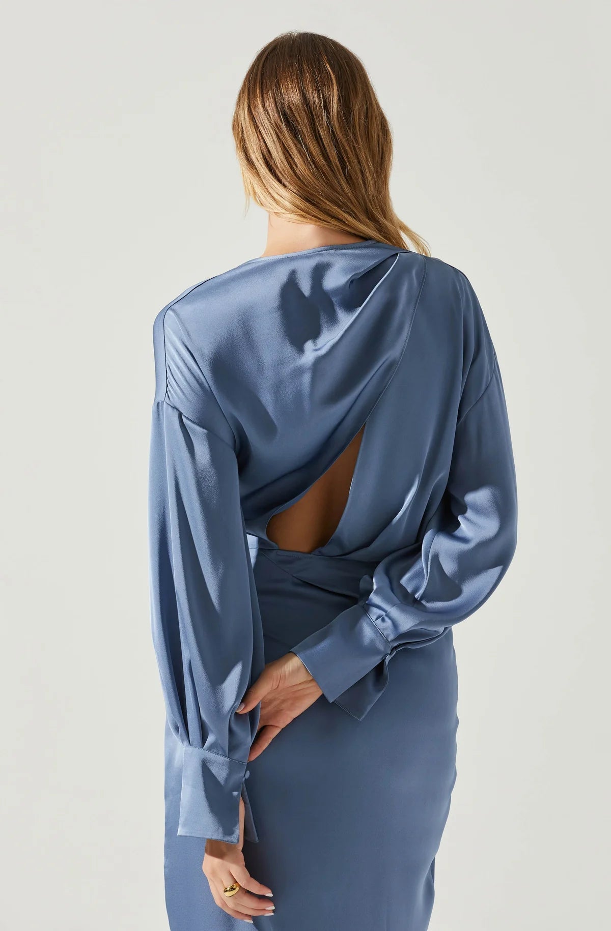 ASTR Sadyra Dress in Slate Blue - Estilo Boutique