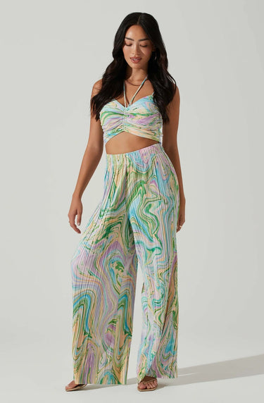 ASTR Savine Pants in Green Swirl - Estilo Boutique
