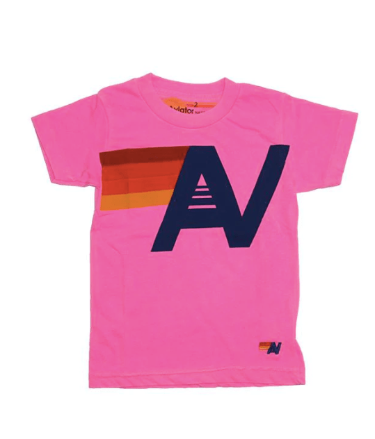 Aviator Nation Kids Logo Tee in Neon Pink - Estilo Boutique