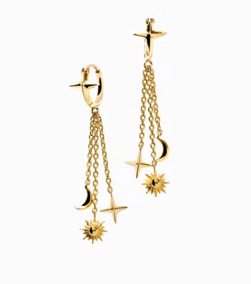 Awe Inspired Interstellar Drop Huggies in Gold Vermeil - Estilo Boutique
