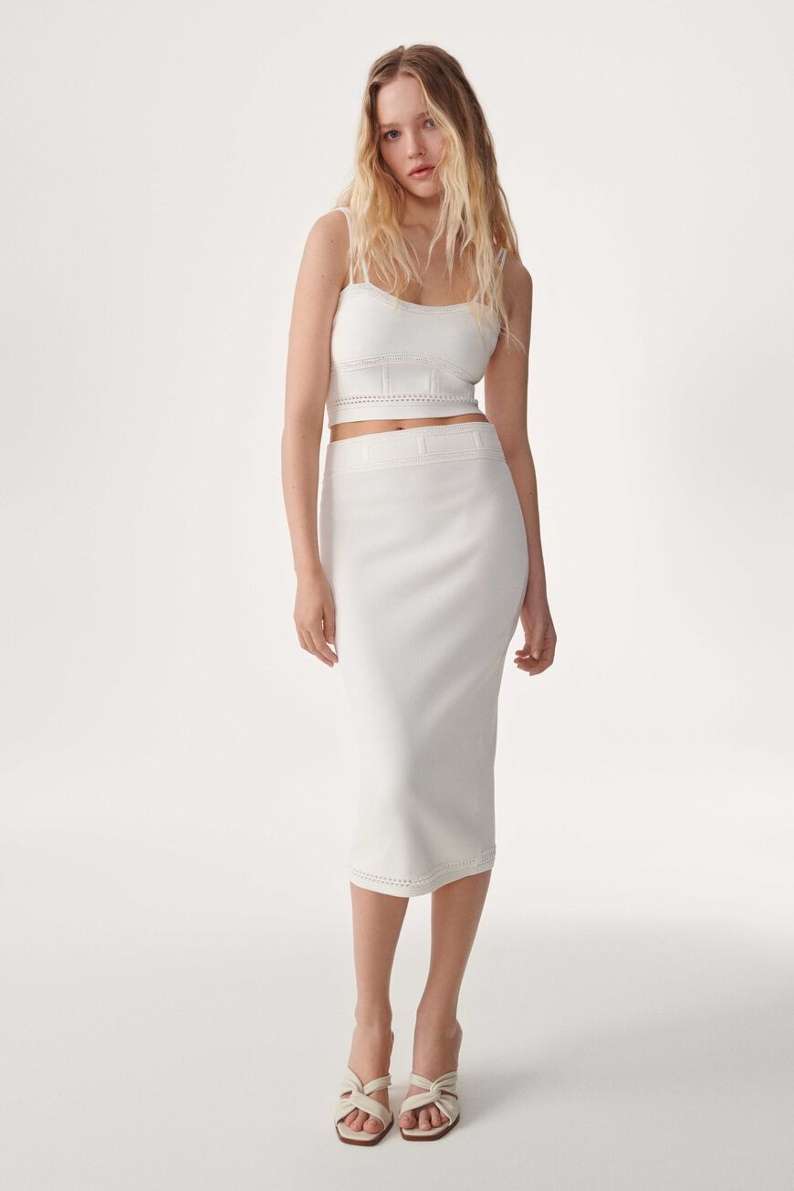BA&SH Saturne Skirt in Ecru - Estilo Boutique