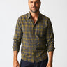 Billy Reid Melange Shadow Plaid Tuscumbia Shirt in Grey/Olive - Estilo Boutique