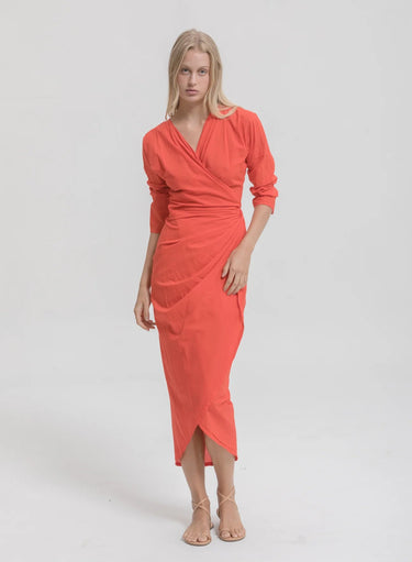 Cali Dreaming Tulip Wrap Dress in Poppy Red - Estilo Boutique