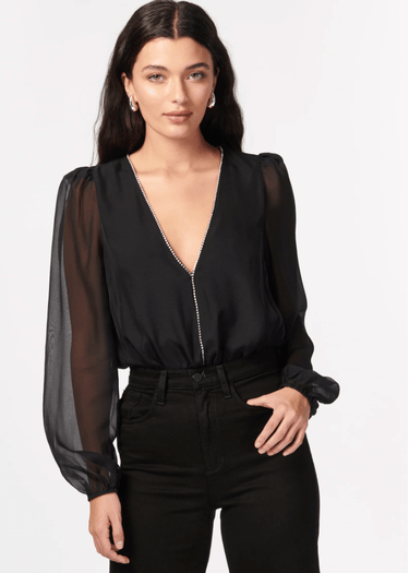 Cami NYC Ingrid Crystal Bodysuit in Black - Estilo Boutique