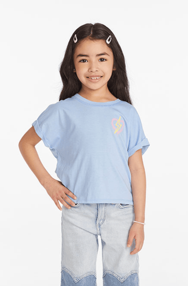 Chaser Bolt Heart Shirt in Blue Hydrangea - Estilo Boutique