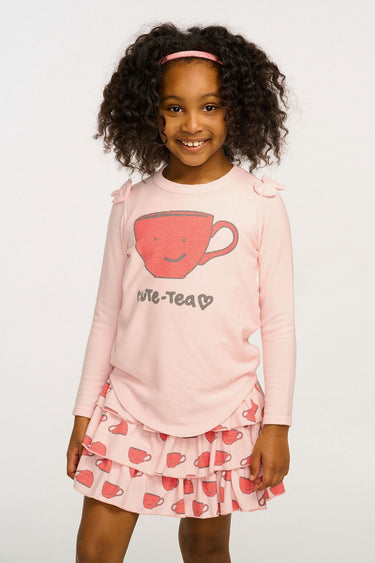 Chaser Cute Tea Cups Ruffle Skort in Rosy - Estilo Boutique