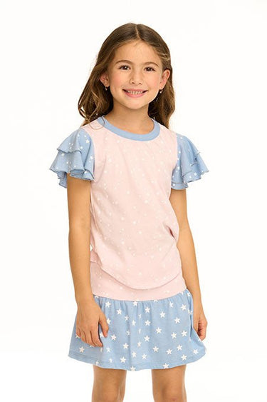 Chaser Flutter Sleeve Tee in Baby Starz - Estilo Boutique