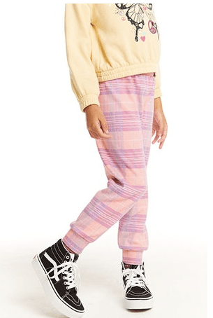Chaser Kids Lelia Joggers in Cotton Candy Plaid - Estilo Boutique