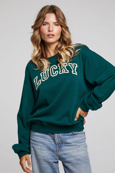 Chaser Lucky Long Sleeve Tee in Bluegrass Green - Estilo Boutique