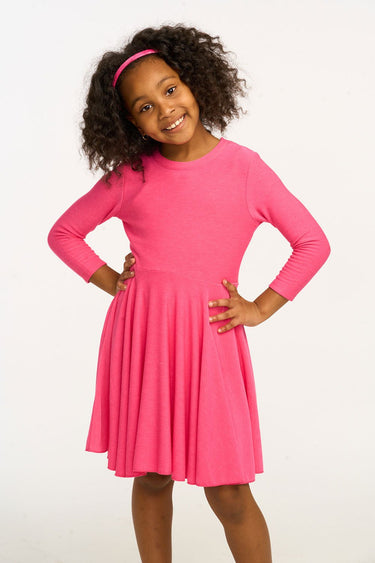 Chaser Peplum Cozy Knit Dress in Flamingo - Estilo Boutique