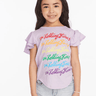 Chaser Rolling Stones Rainbow Script Shirt in Digital Lavender - Estilo Boutique