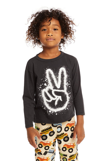 Chaser Spray Paint Peace Long Sleeve in Licorice - Estilo Boutique