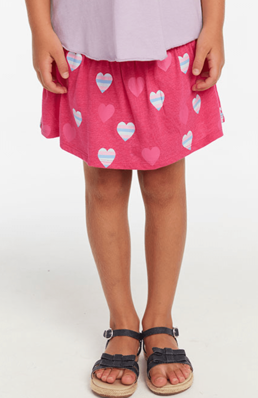 Chaser Striped Heart Skirt in Hot Pink - Estilo Boutique