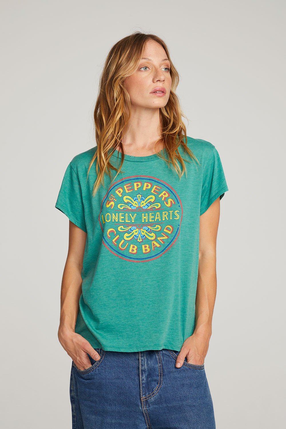 Chaser The Beatles Band Tee in Bottle Green - Estilo Boutique