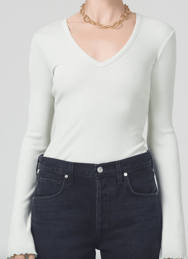 Citizens Of Humanity Anni V Neck Top in Ophelia - Estilo Boutique