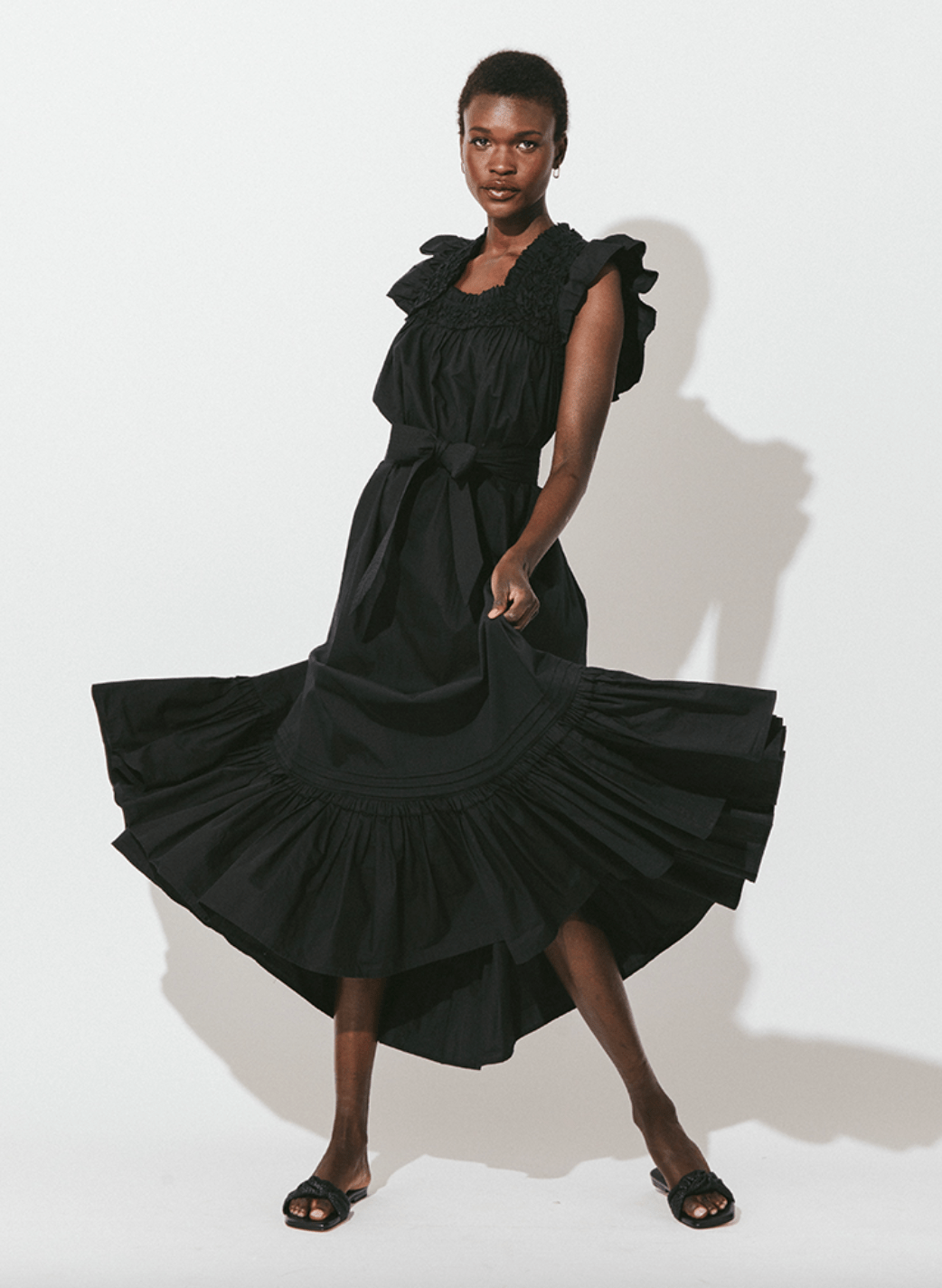 Cleobella Tabitha Solid Midi Dress in Black - Estilo Boutique
