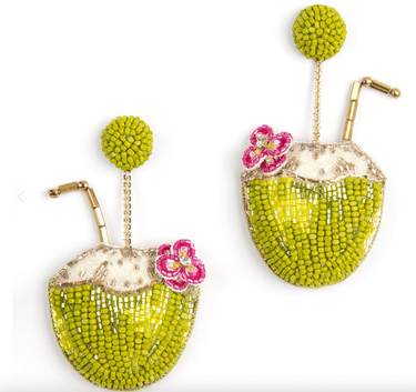Deepa Gurnani Coconut Water Earrings in Green - Estilo Boutique