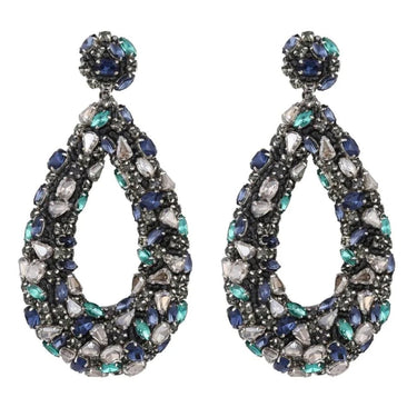 Deepa Gurnani Karen Earrings in Gun Multi - Estilo Boutique