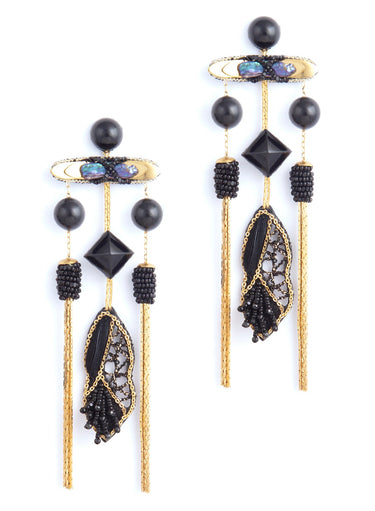 Deepa Gurnani Nihira Earrings in Black - Estilo Boutique