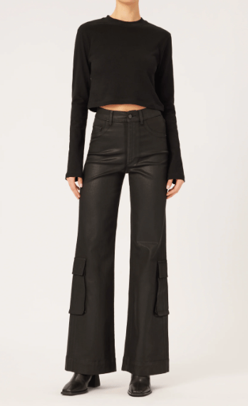 DL1961 Hepburn Wide Leg Cargo in Black Coated - Estilo Boutique